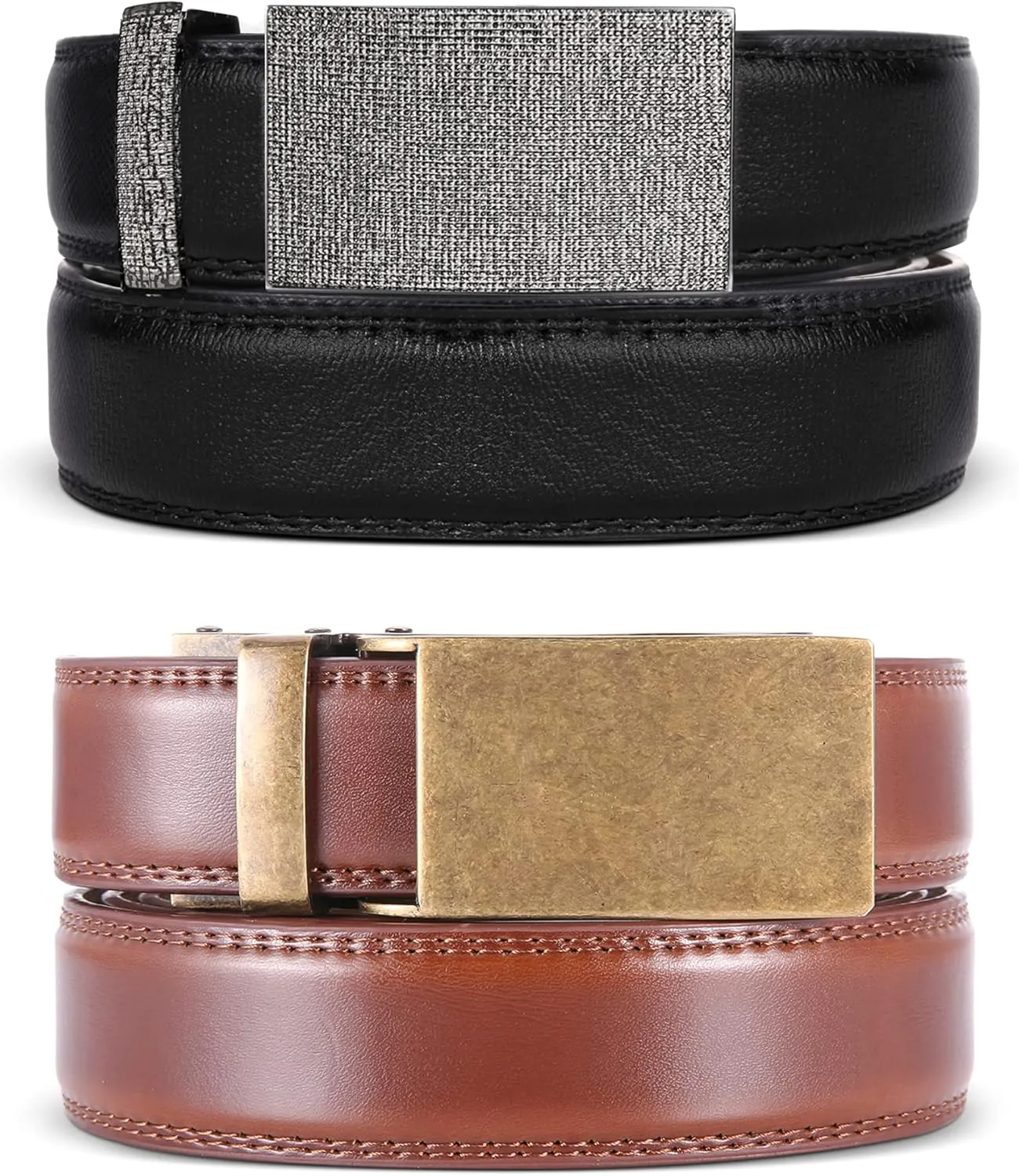 2 Pack Mens Ratchet Belt, Mio Marino Quick Adjust Slide Belts with Elegant Holiday Gift Box