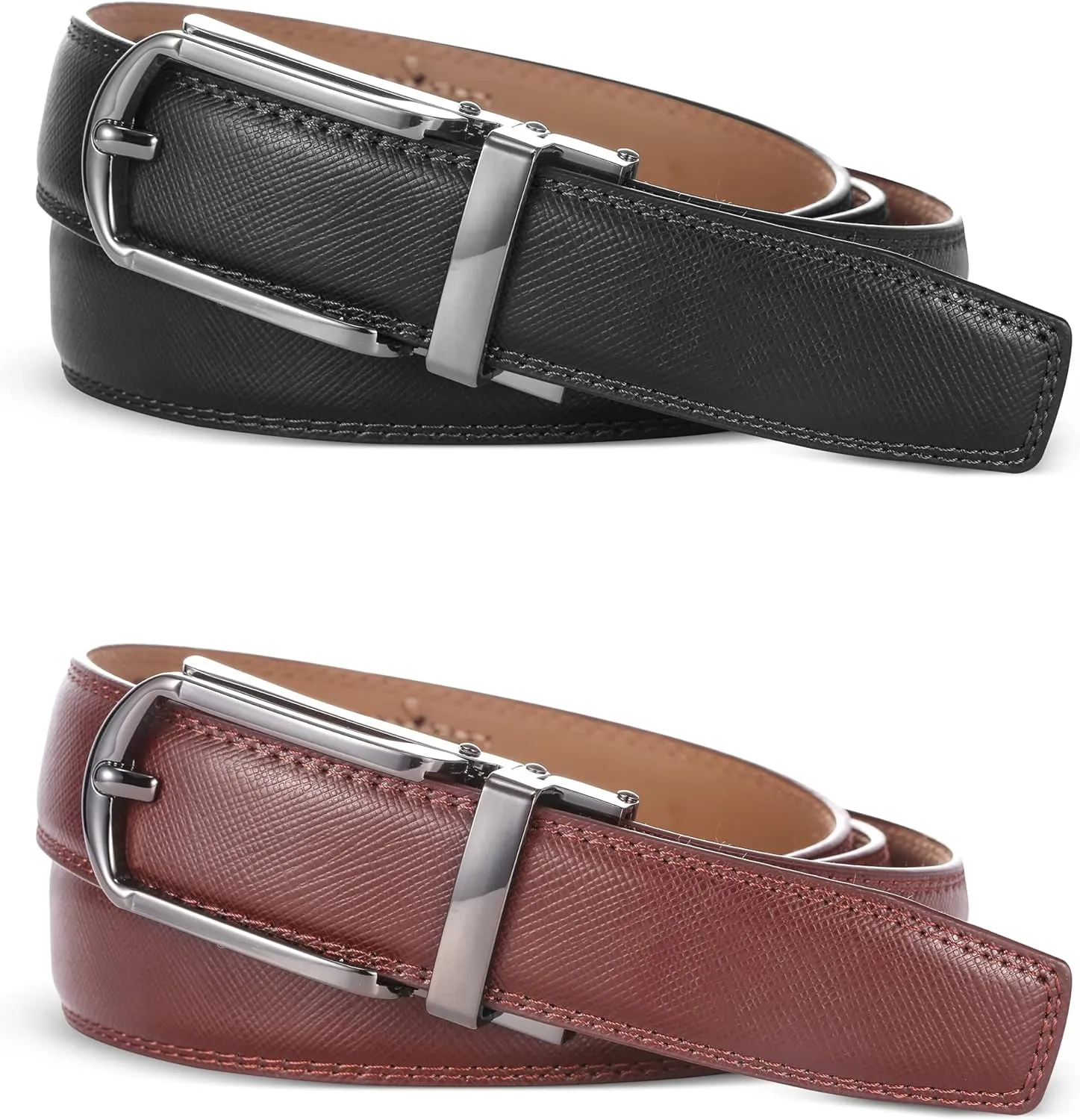 2 Pack Mens Ratchet Belt, Mio Marino Quick Adjust Slide Belts with Elegant Holiday Gift Box