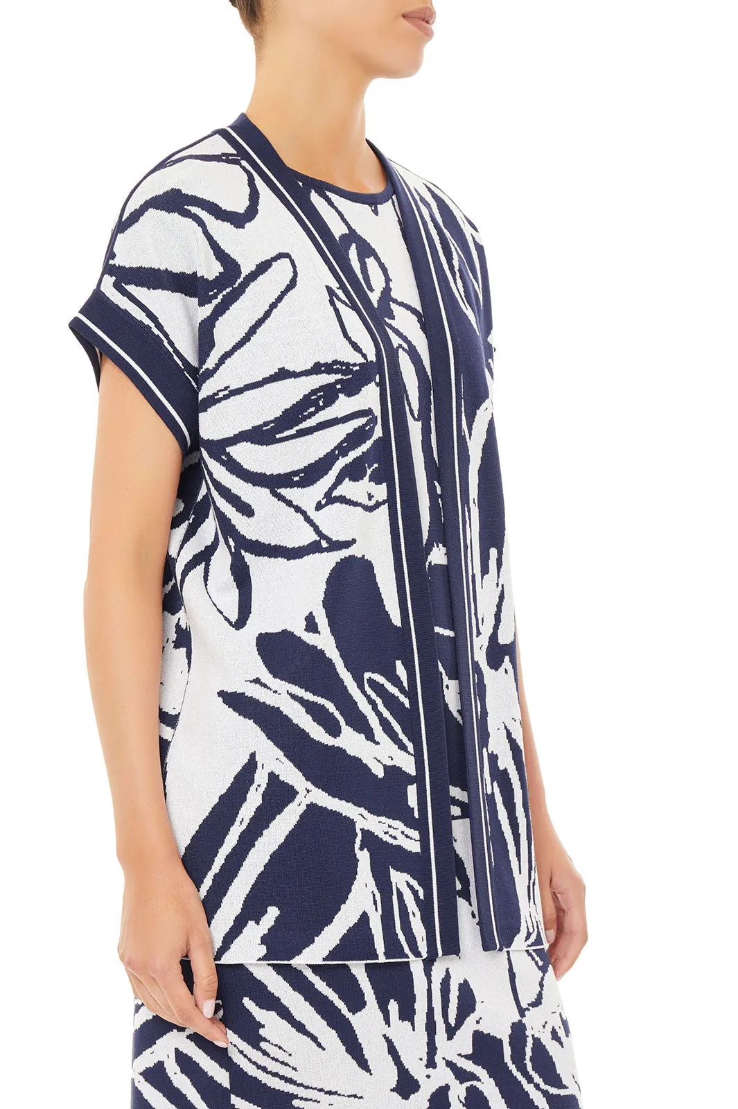 Abstract Floral Dolman Sleeve Knit Jacket