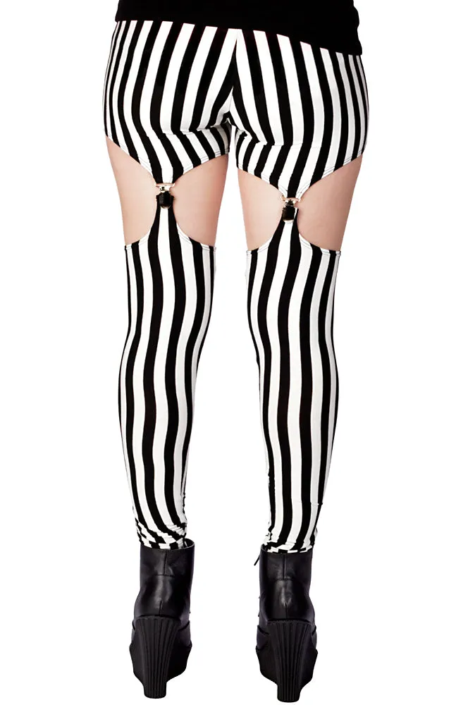 BALLYHOO STRIPED SUSPENDER LEGGINGS