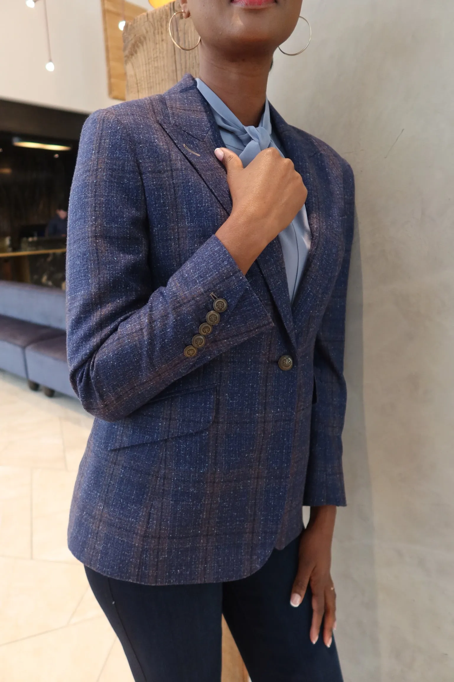 Blazer - Blue/Brown Texture Plaid