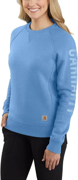 Carhartt Women's Relaxed Fit Midweight Crewneck Block Logo Sleeve Graphic Sweatshirt