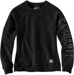 Carhartt Women's Relaxed Fit Midweight Crewneck Block Logo Sleeve Graphic Sweatshirt