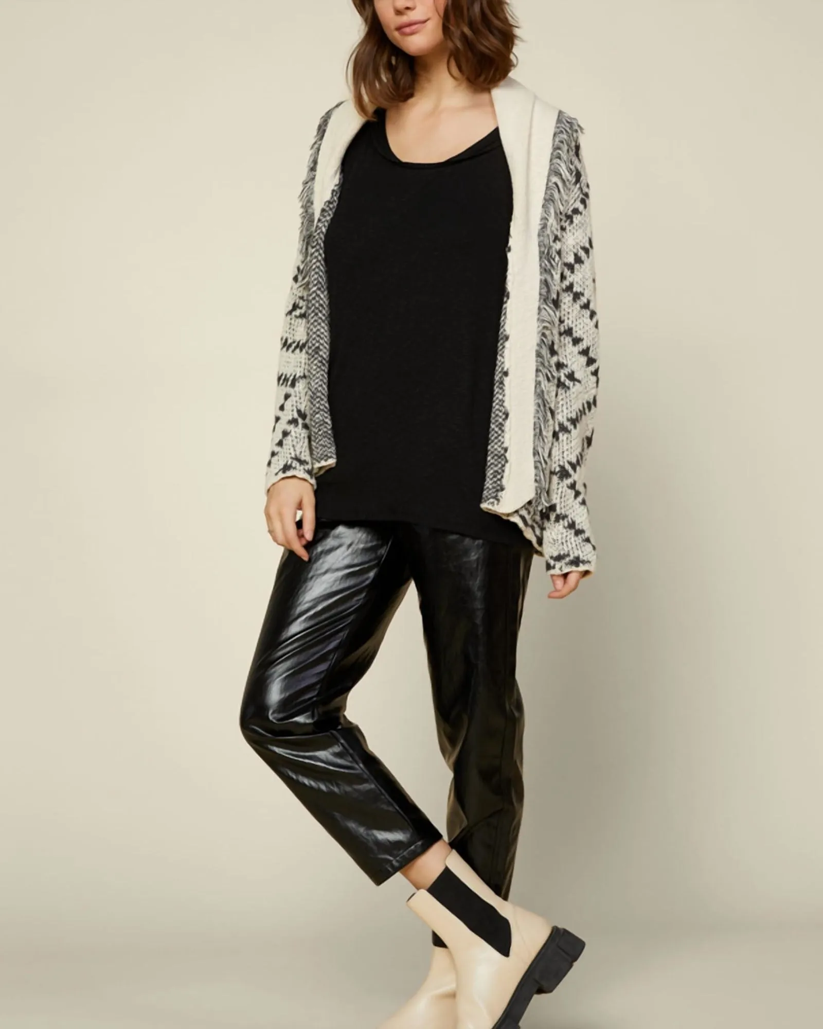 Carthage Open Knit Cardigan in Black/Ivory | Black/Ivory