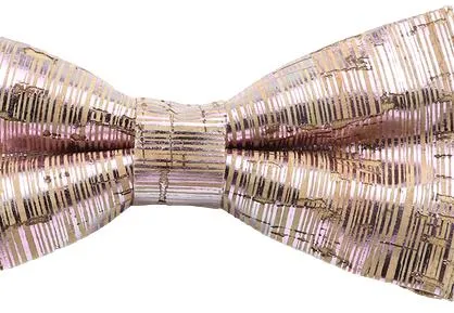 Cork Bowtie with Blush Pink, Shiny, Vertical Stripes