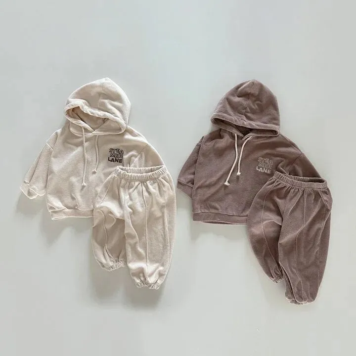 Cozy Letter Print Casual Hooded Set