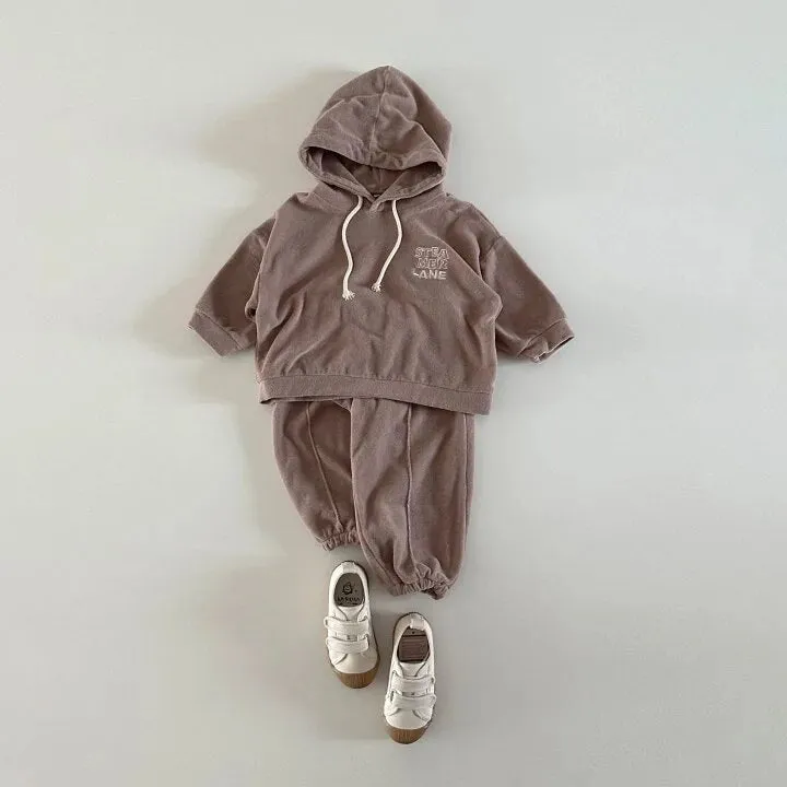 Cozy Letter Print Casual Hooded Set