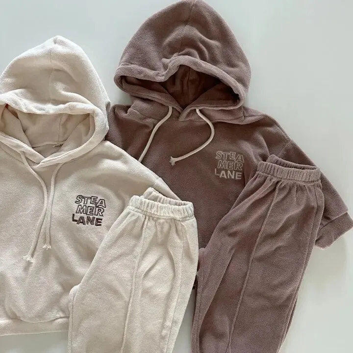 Cozy Letter Print Casual Hooded Set