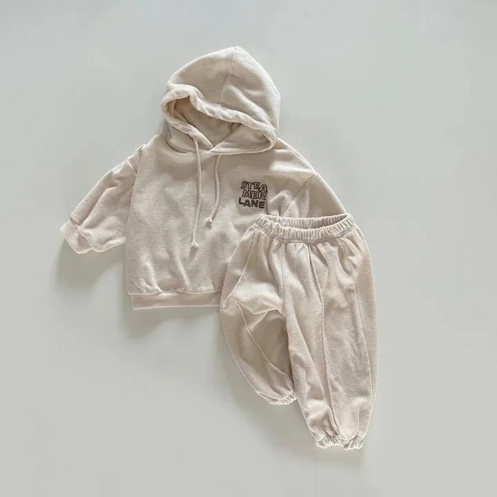 Cozy Letter Print Casual Hooded Set