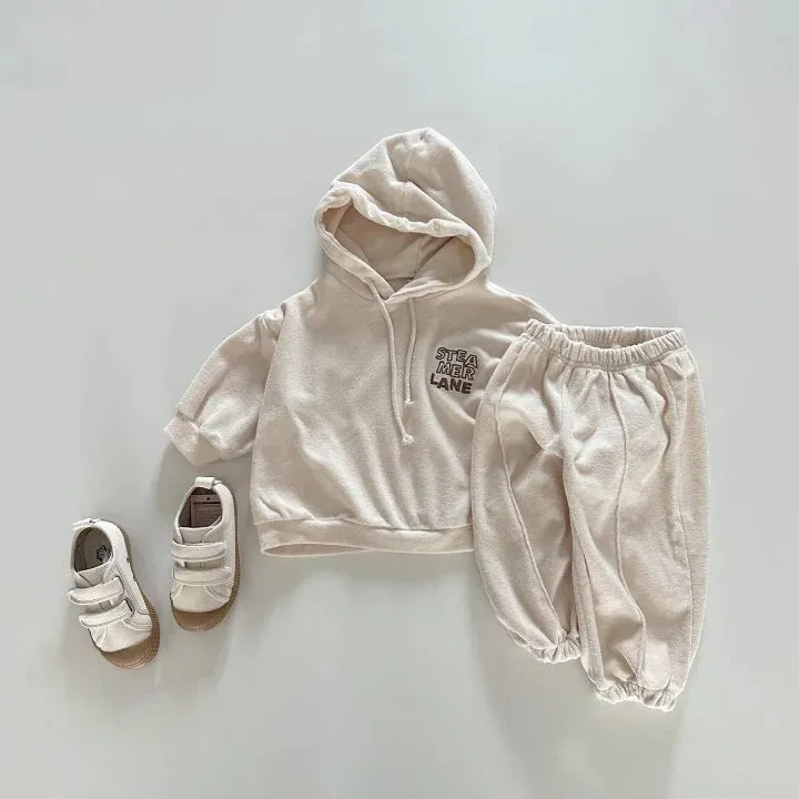 Cozy Letter Print Casual Hooded Set