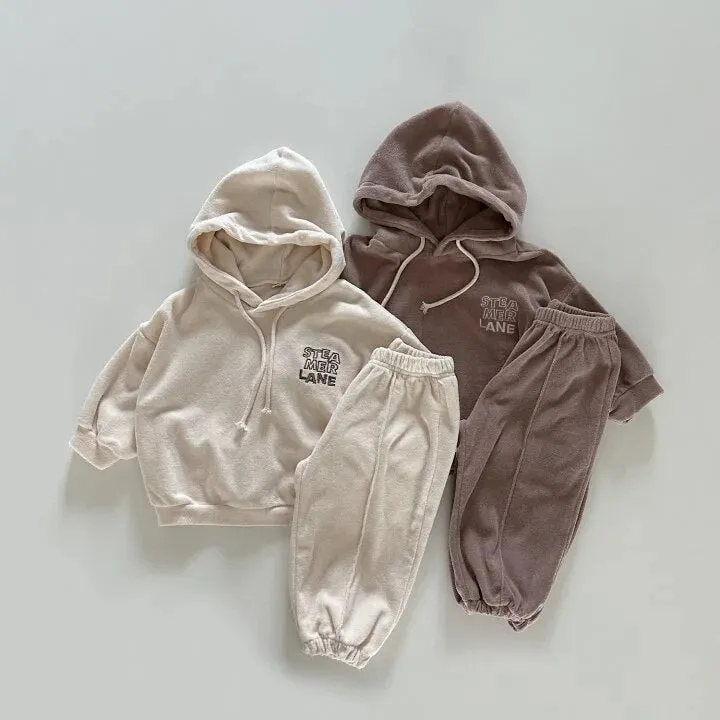 Cozy Letter Print Casual Hooded Set
