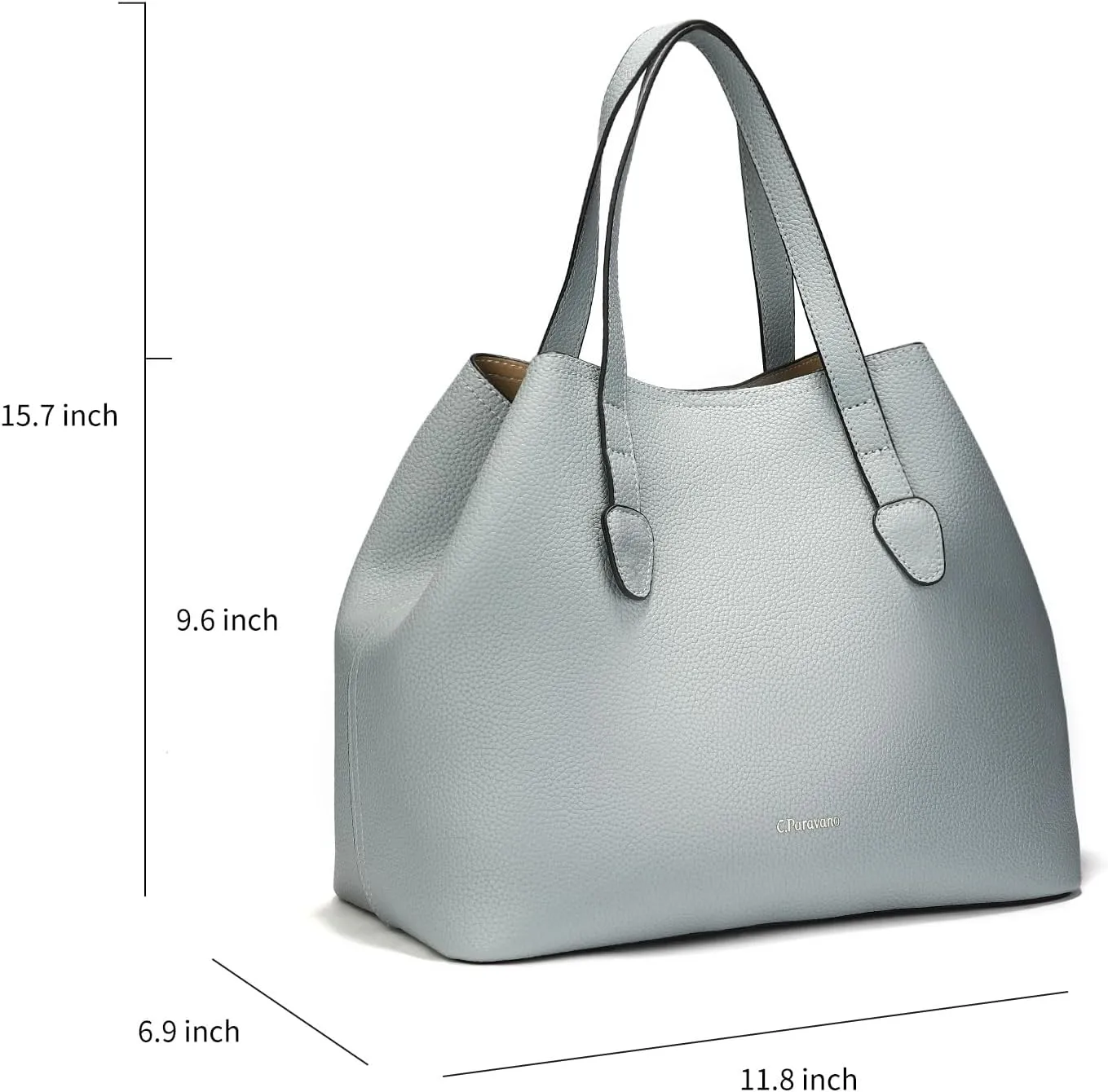 C.Paravano Large Capacity Tote Handbag | Full Grain Leather Tote Bag | Hobo Bag | Women's Top Handle Tote | Travel Work Tote