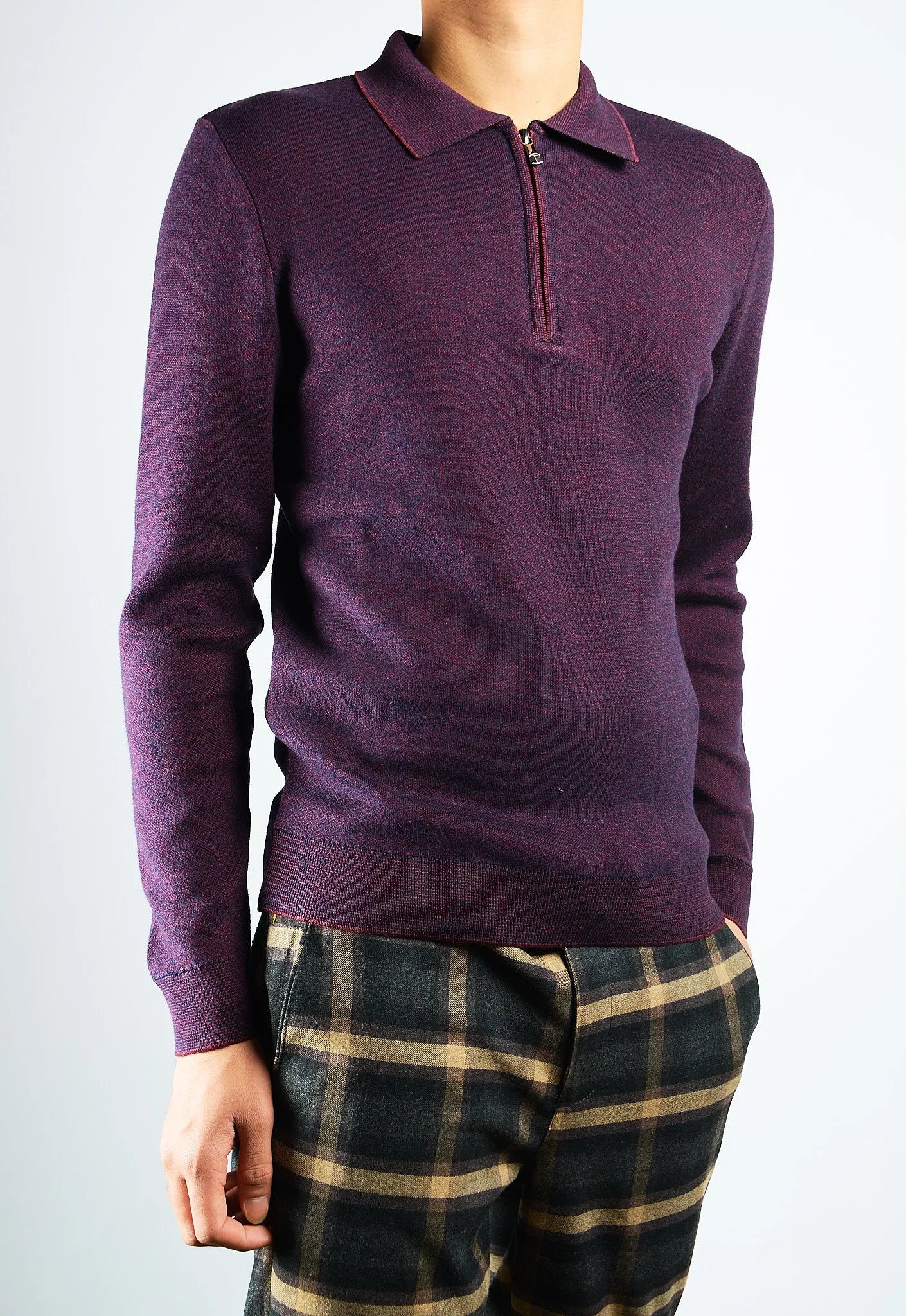 DT 1/4 Zip Melange Polo Ls