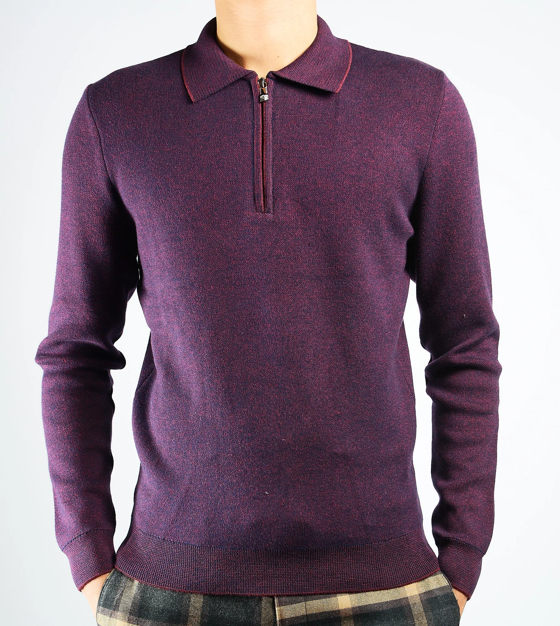 DT 1/4 Zip Melange Polo Ls
