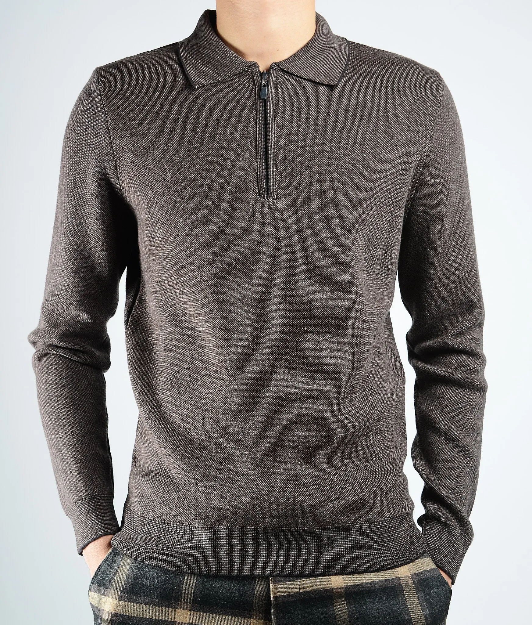 DT 1/4 Zip Melange Polo Ls