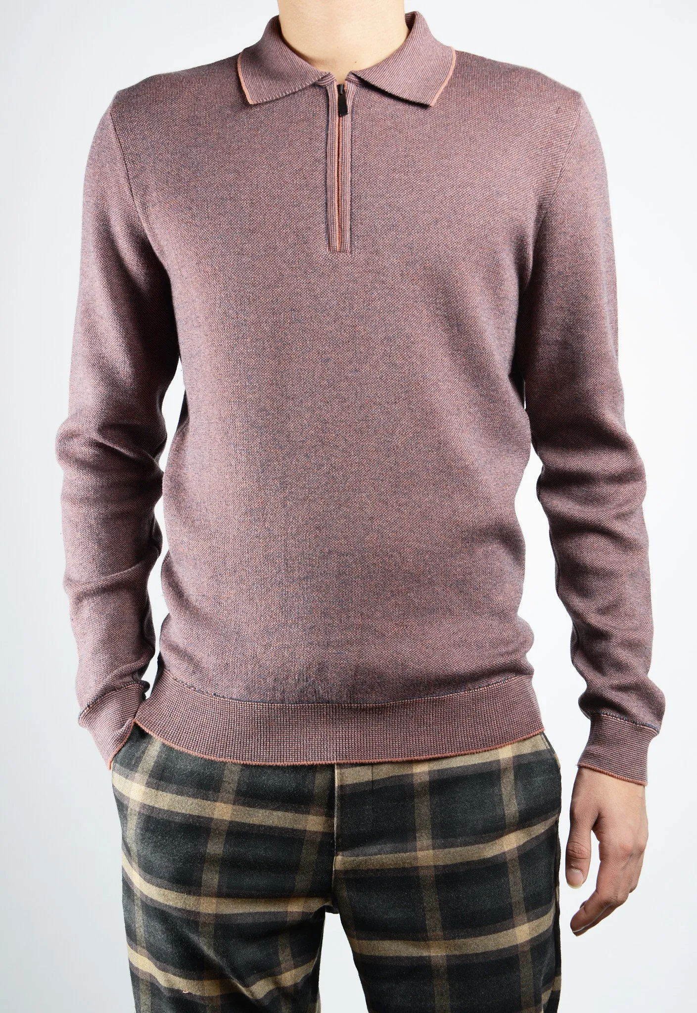 DT 1/4 Zip Melange Polo Ls