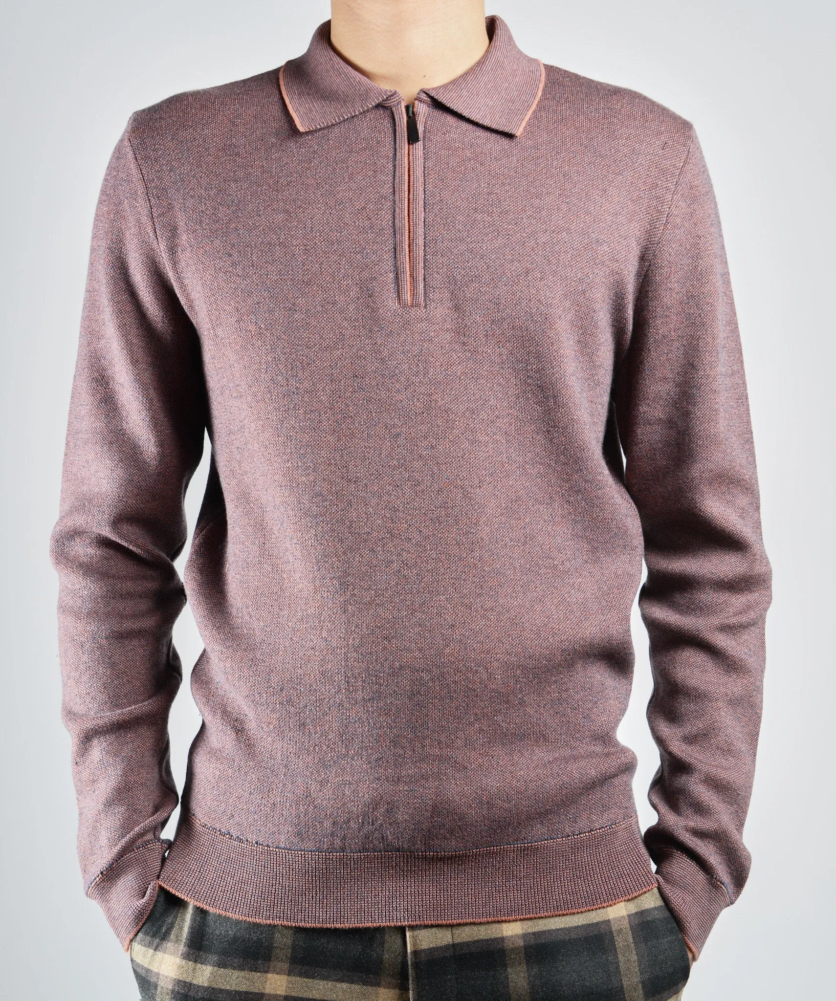 DT 1/4 Zip Melange Polo Ls
