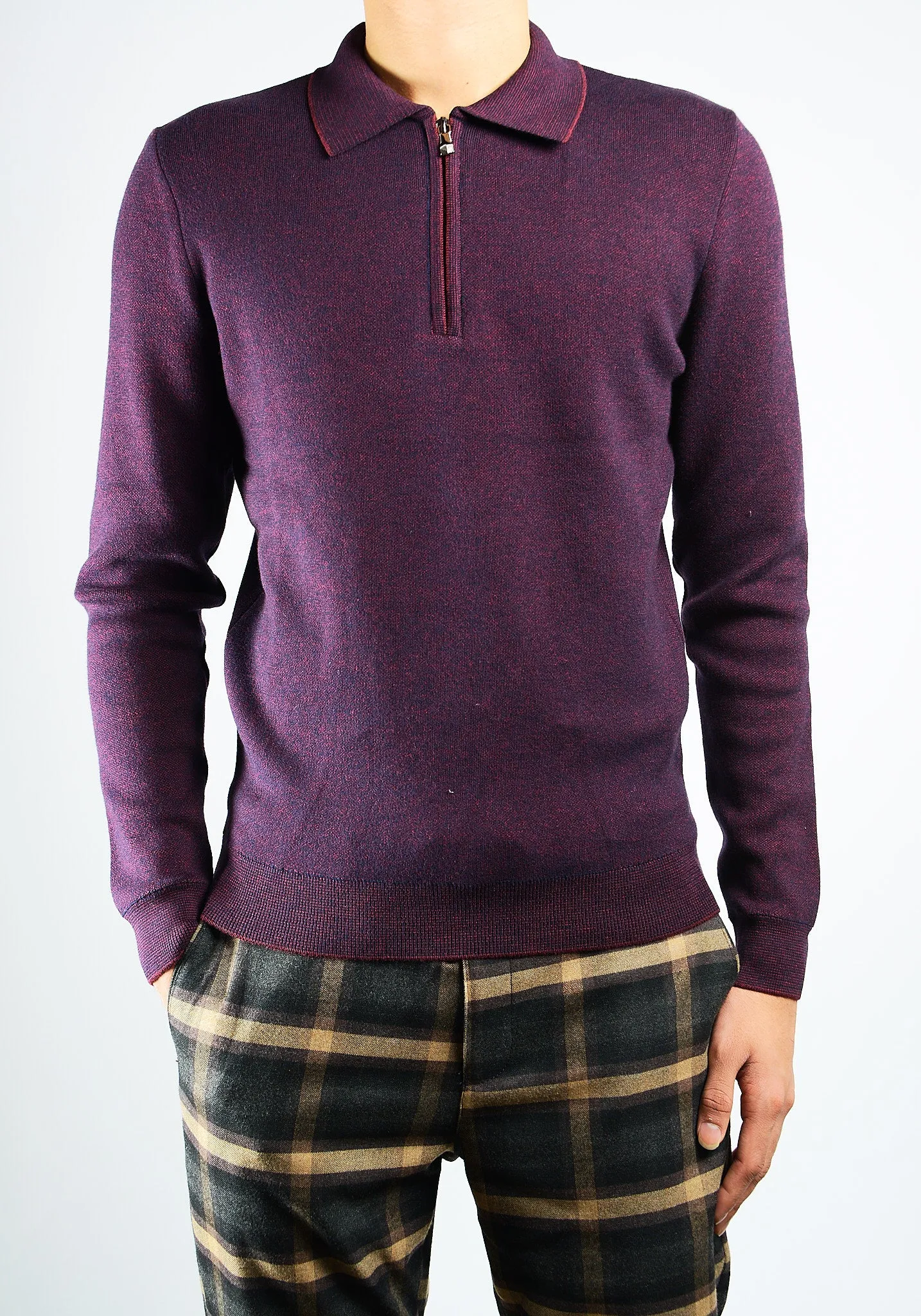 DT 1/4 Zip Melange Polo Ls