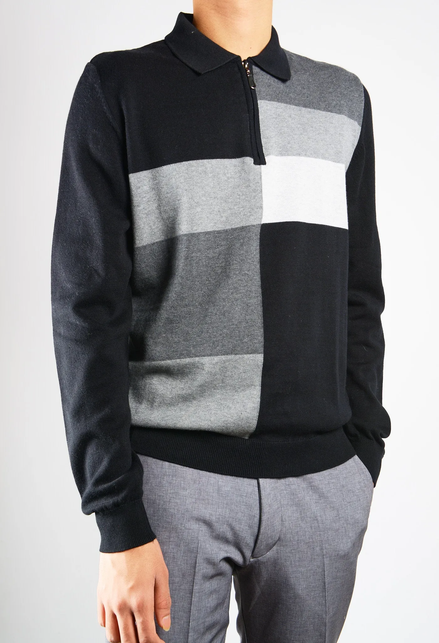 DT 1/4 Zip Multi Colorblock Polo Ls