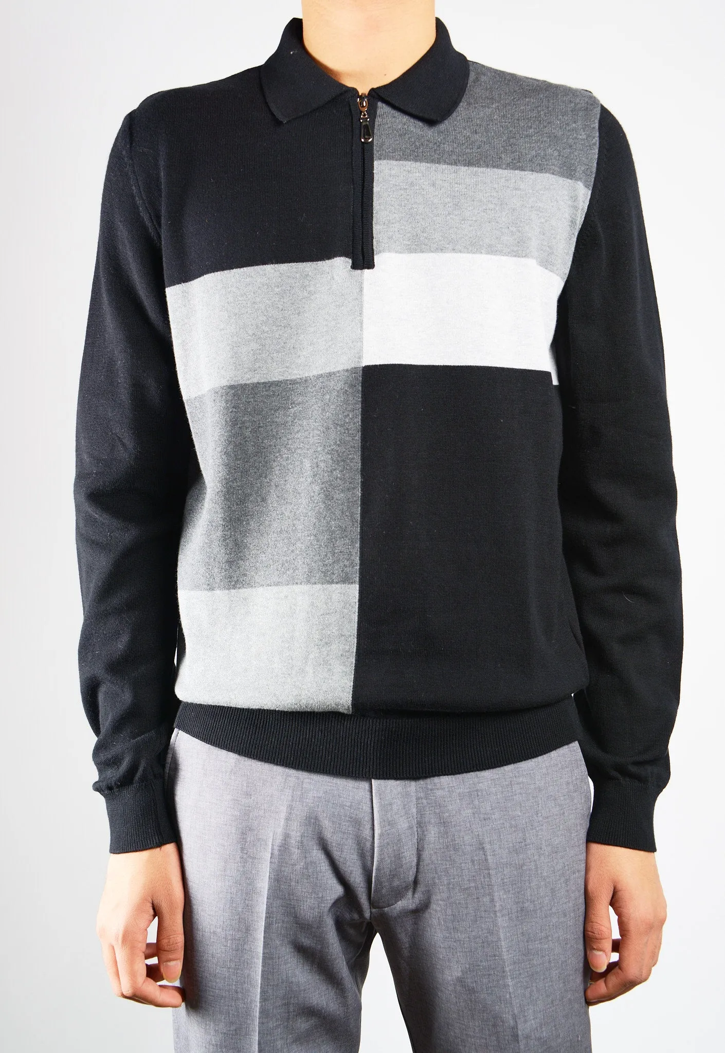 DT 1/4 Zip Multi Colorblock Polo Ls