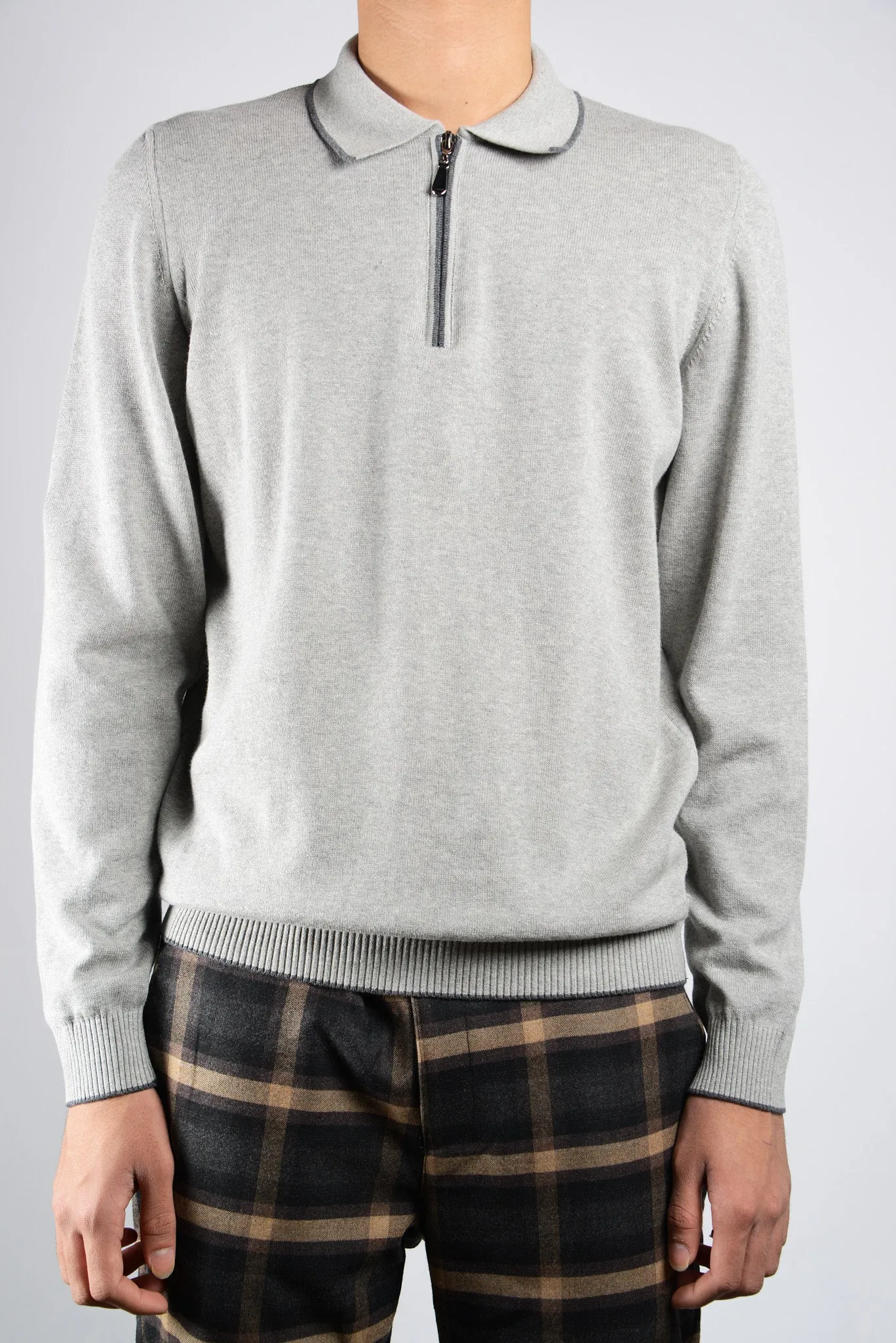 DT Tipped 1/4 Zip Polo Ls