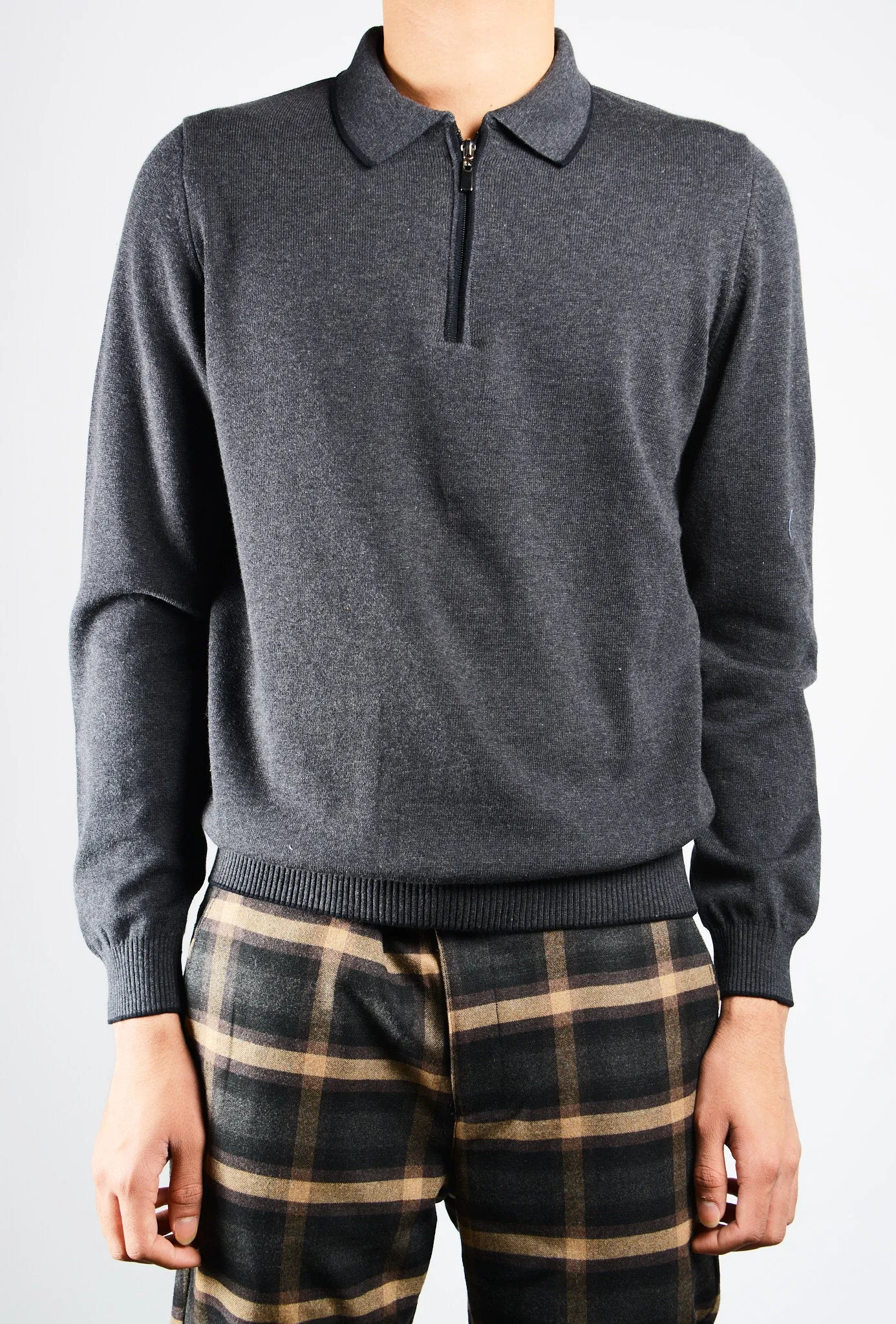 DT Tipped 1/4 Zip Polo Ls