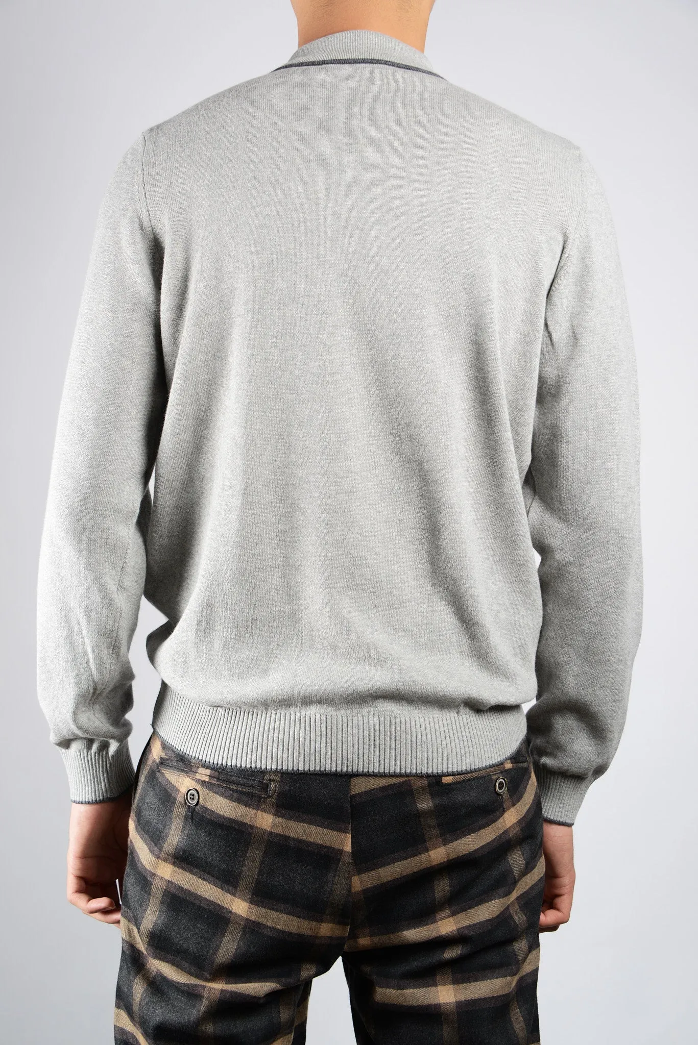 DT Tipped 1/4 Zip Polo Ls