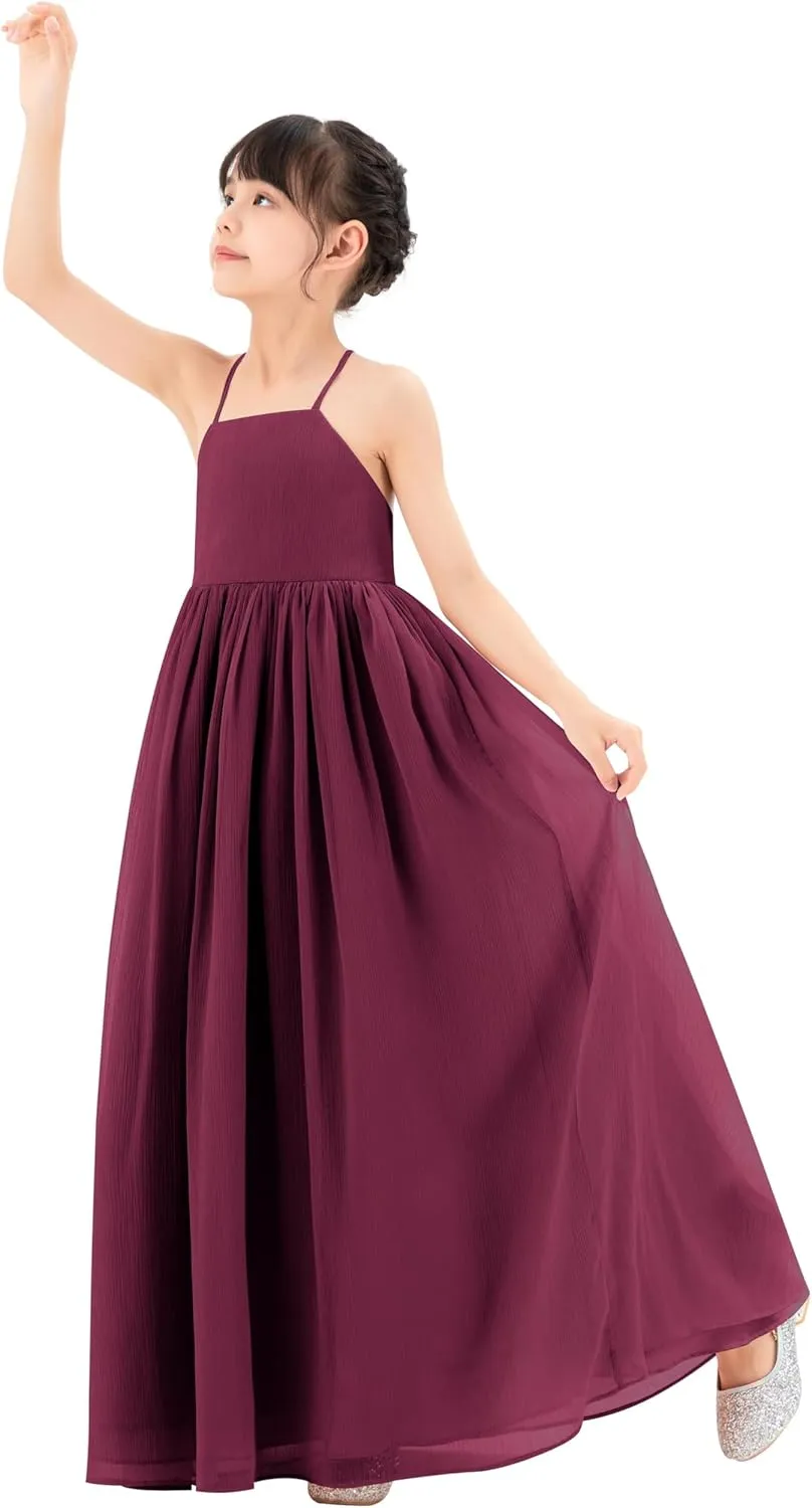 ekidsbridal Spaghetti-Strap Chiffon A-Line Flower Girl Dresses for Beauty Pageants CHA