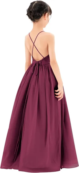 ekidsbridal Spaghetti-Strap Chiffon A-Line Flower Girl Dresses for Beauty Pageants CHA