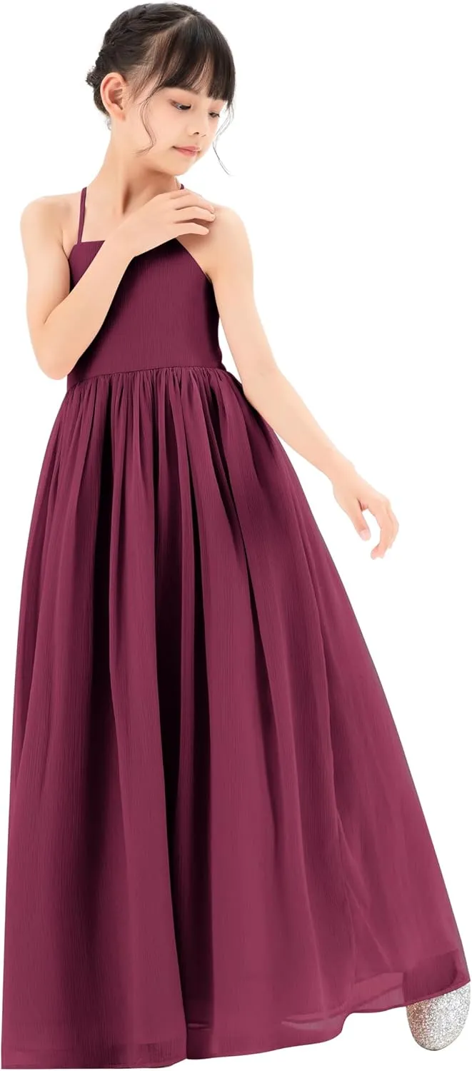 ekidsbridal Spaghetti-Strap Chiffon A-Line Flower Girl Dresses for Beauty Pageants CHA