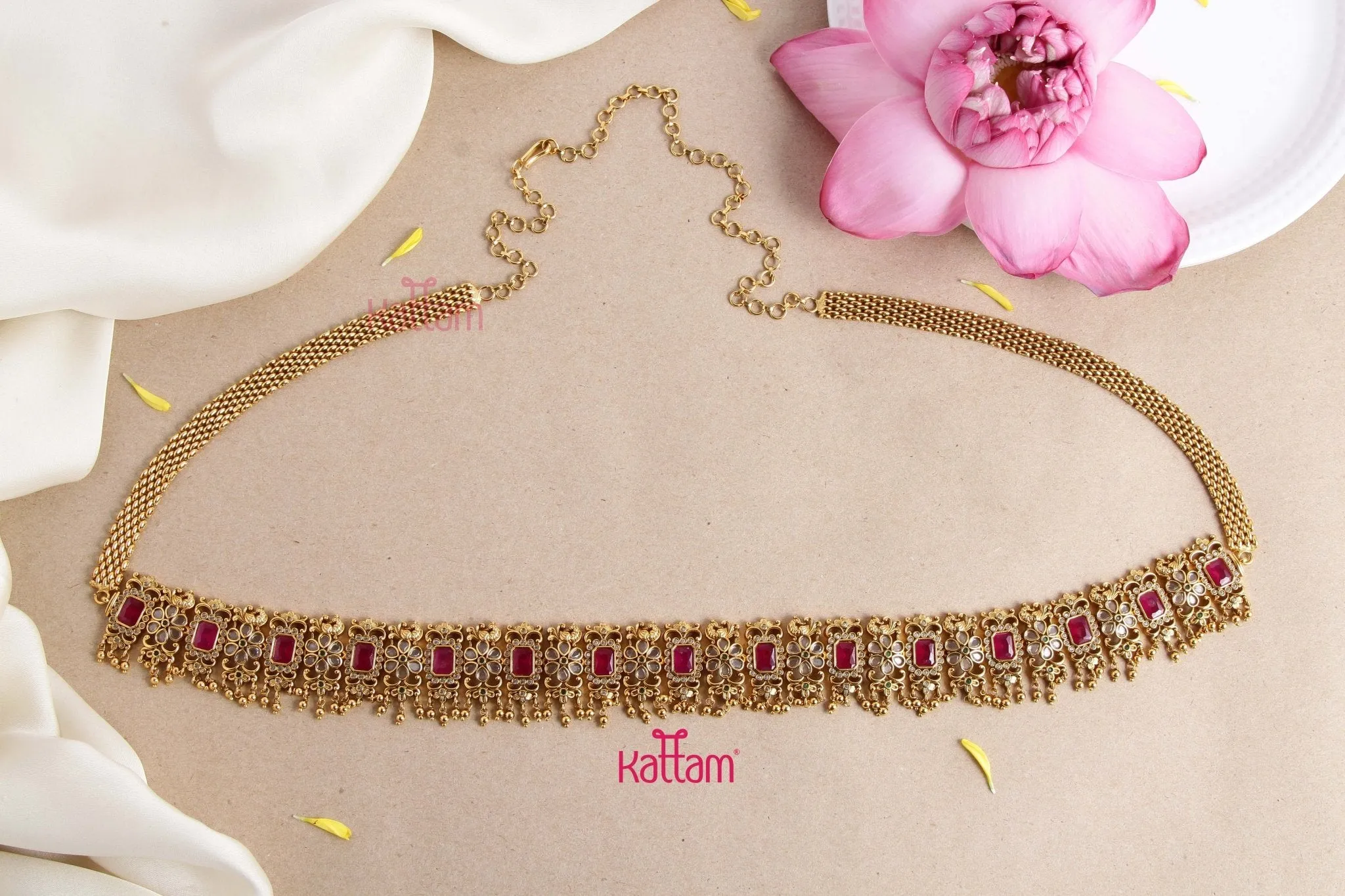 Elegant Stone Floral Hipchain