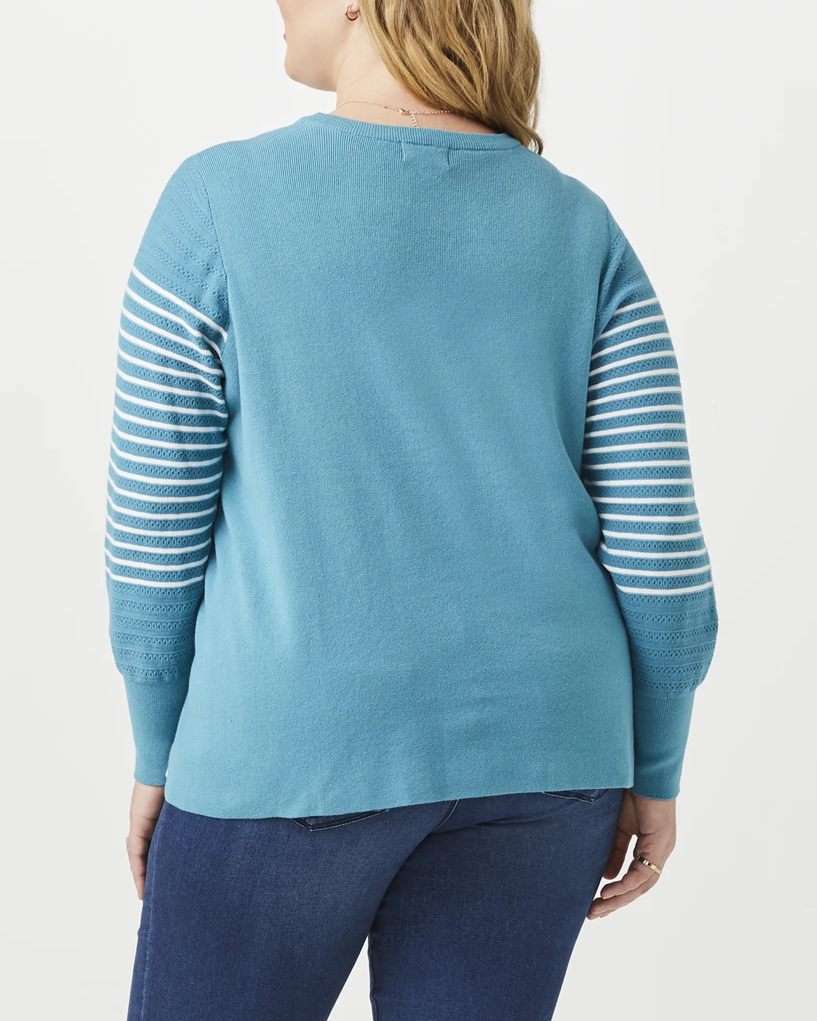 Eliza Striped Sweater | Turquoise / White
