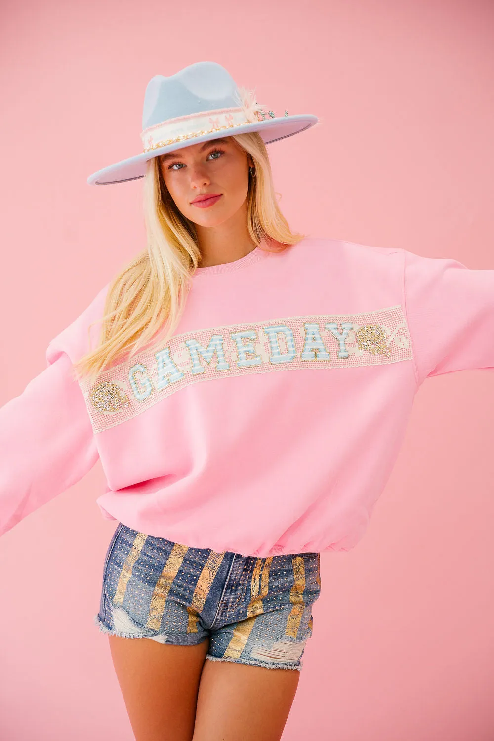 GAMEDAY PINK RIBBON PULLOVER