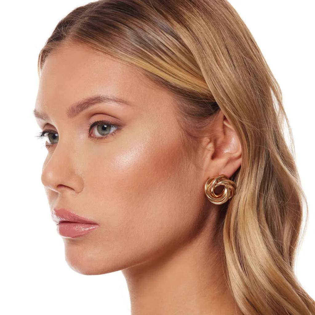 Gold 3D Swirl Love Knot Post Earring