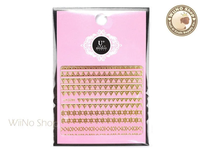 Gold Triangle Pattern Adhesive Nail Art Sticker - 1 pc (U G089)