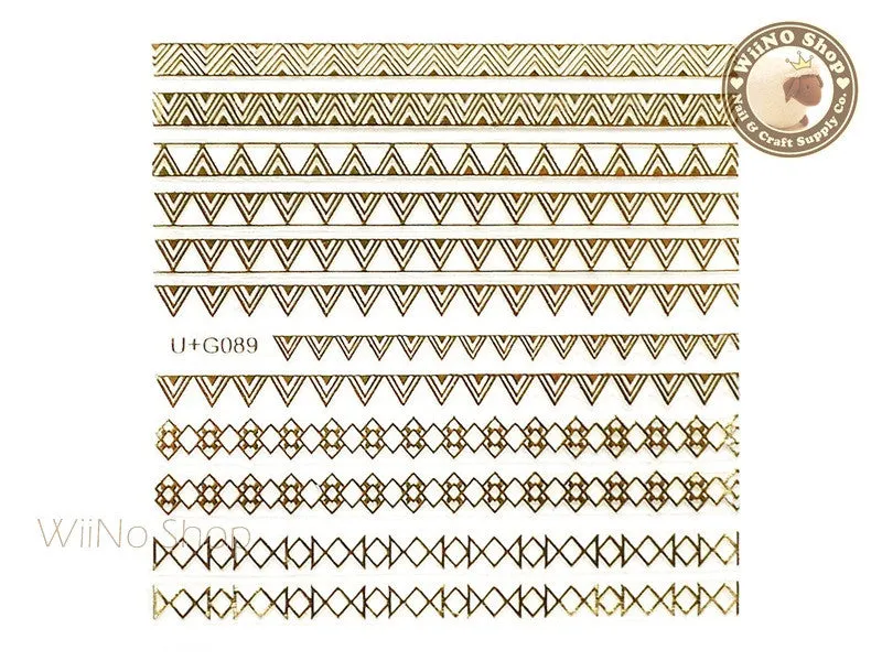 Gold Triangle Pattern Adhesive Nail Art Sticker - 1 pc (U G089)