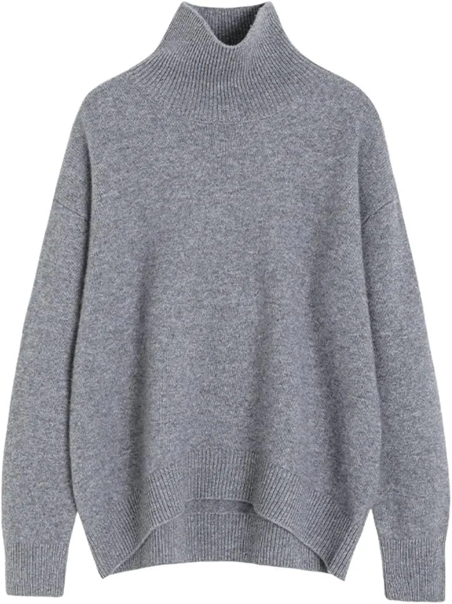 High-Necked Cashmere Sweater for Women Cashmere Thickened Knitted Pullover Women's Loose Lazy Style top
