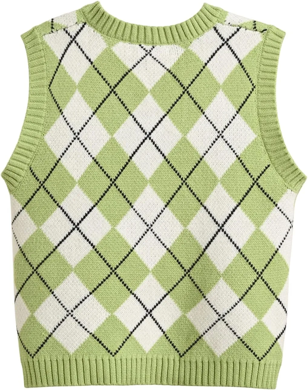 Hyipels Women's Sweater Vest,Y2K Sleeveless Pattern Preppy Style Knitted Crop Tank Top for Girl