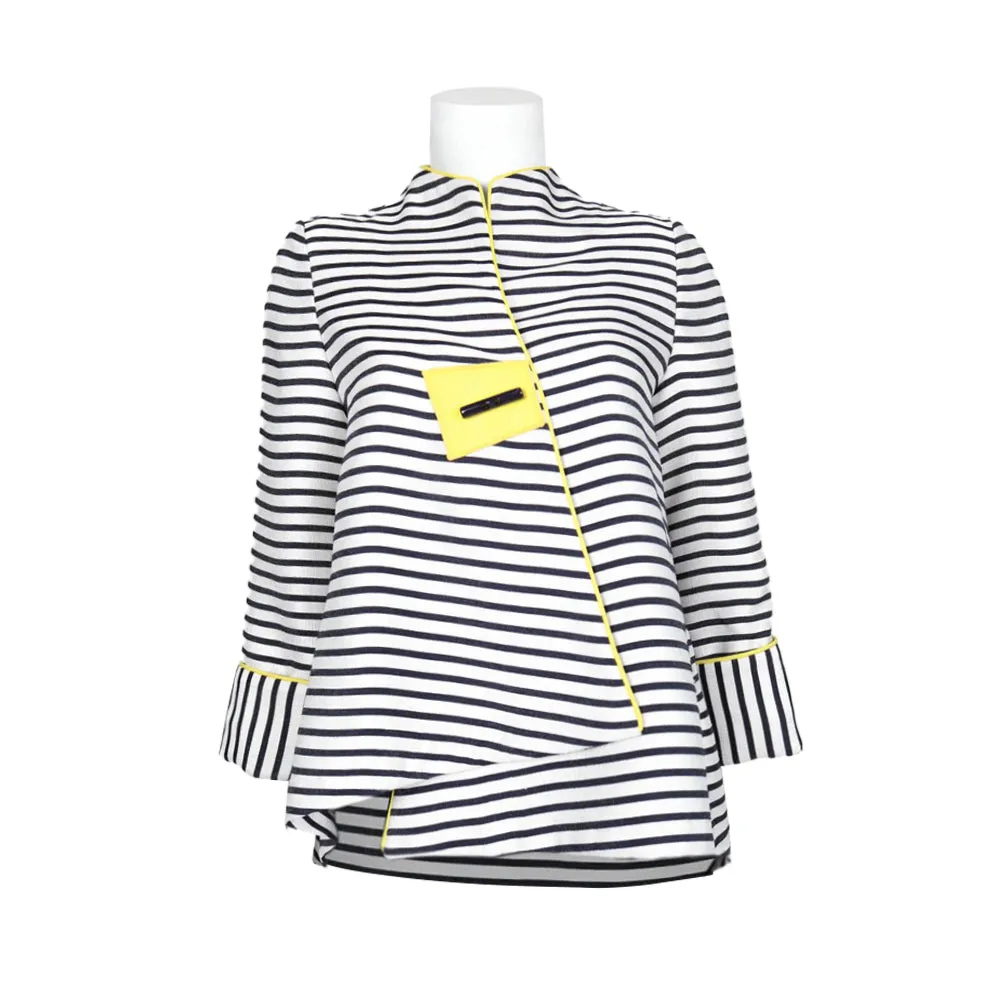 IC Collection Striped Asymmetrical Jacket in Navy  - 5641J