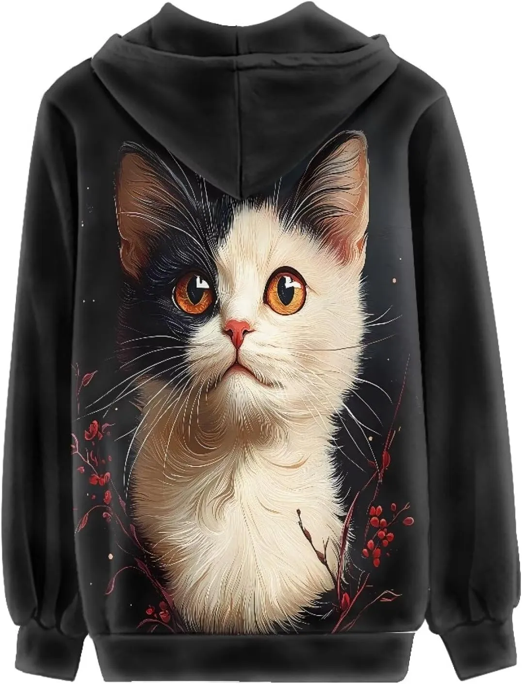 Irisjudy Women's Sport Jackets with Pocket Mexican Hooded Sweatshirt, Island Floral,Cats Hoodie Plus Size Drawstring Coat