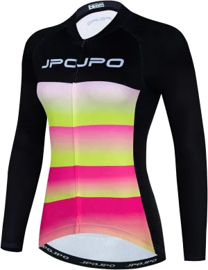 JPOJPO Women's Cycling Jersey Autumn Long Sleeve Bike Jacket Shirt Bicycle Clothing Reflective Tops