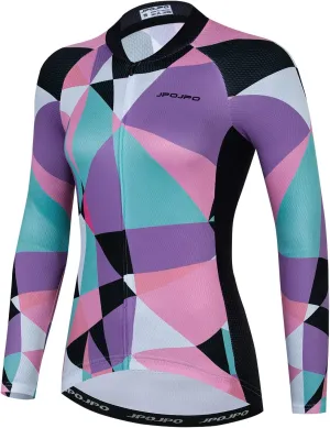 JPOJPO Women's Cycling Jersey Autumn Long Sleeve Bike Jacket Shirt Bicycle Clothing Reflective Tops