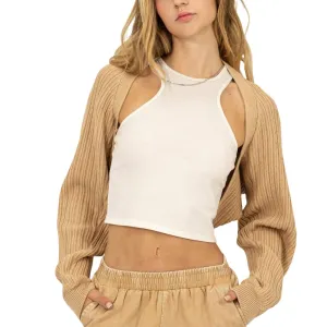 Khaki Knit Bolero