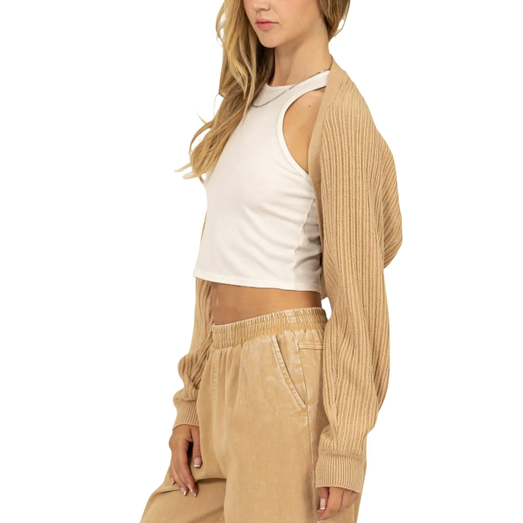 Khaki Knit Bolero