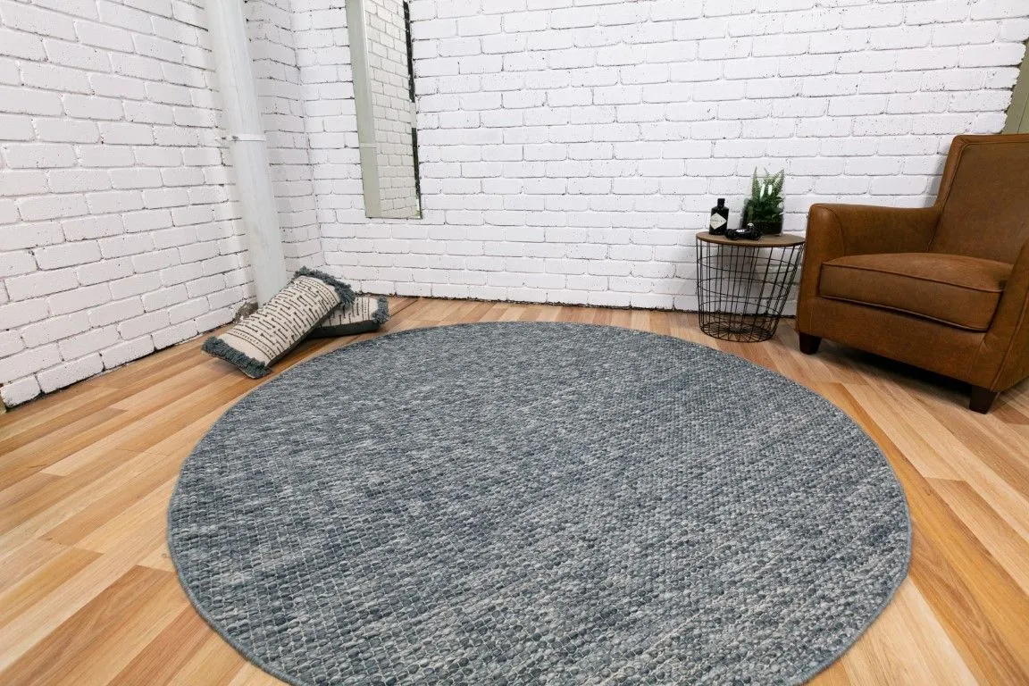 Kody 2m Round Wool Rug - Anthracite Grey