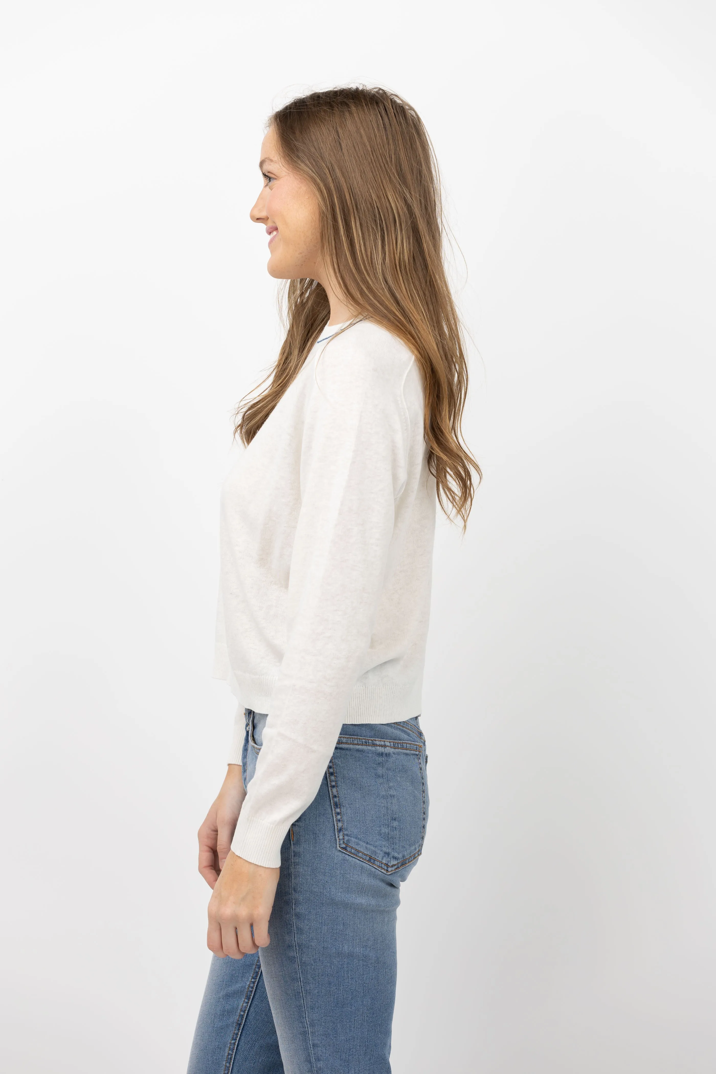 Lilla P. Oversized Saddle Sweater in Antique White