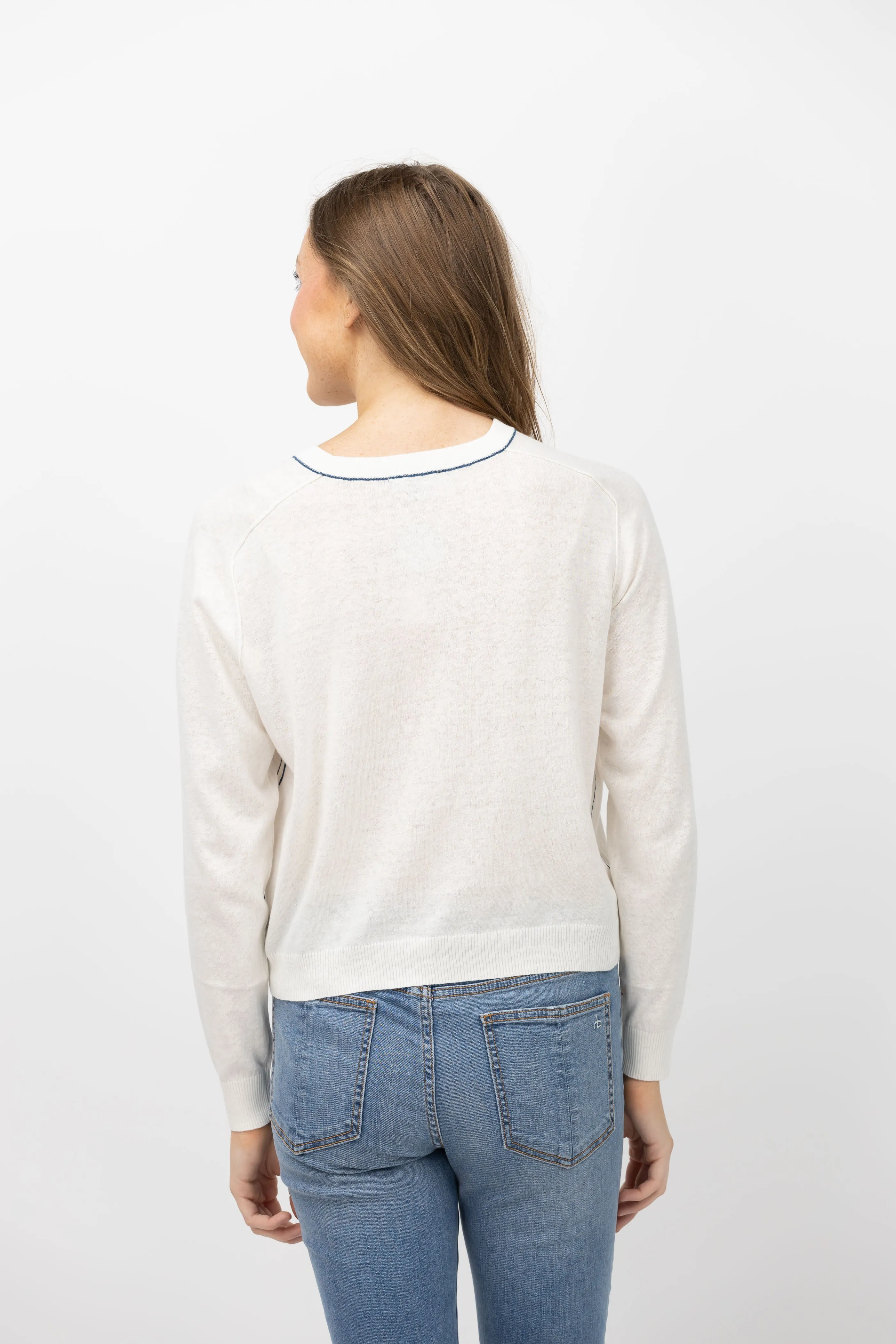 Lilla P. Oversized Saddle Sweater in Antique White