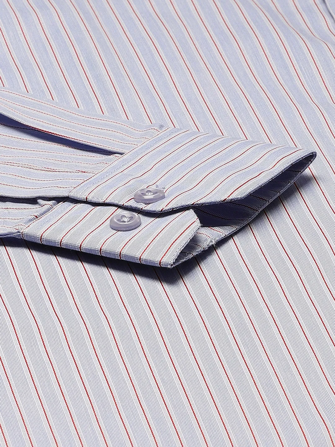Mens Cotton Blue Striped Formal Shirt - Sojanya