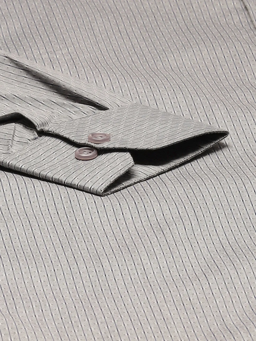 Mens Cotton Grey & Off White Striped Formal Shirt - Sojanya
