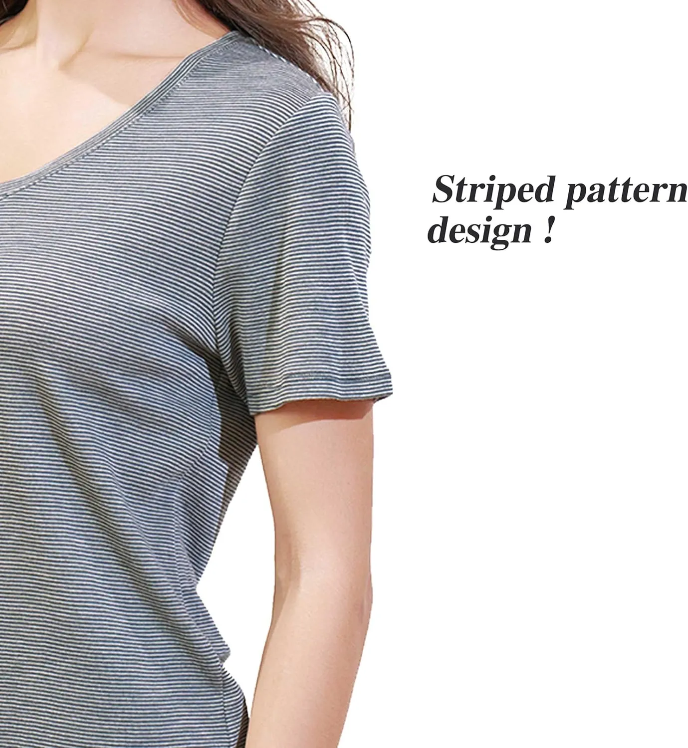 Merino Protect 100% Merino Wool V Neck T-Shirt for Women Short Sleeve Base Layers Odor Resistance Tops for Outdoor Hiking